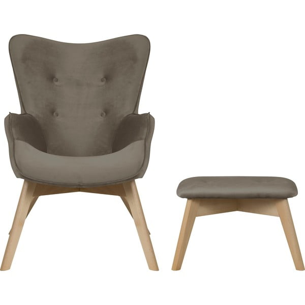 Svetlohnedé zamatové kreslo s podnožkou Niko – Ropez-image-2