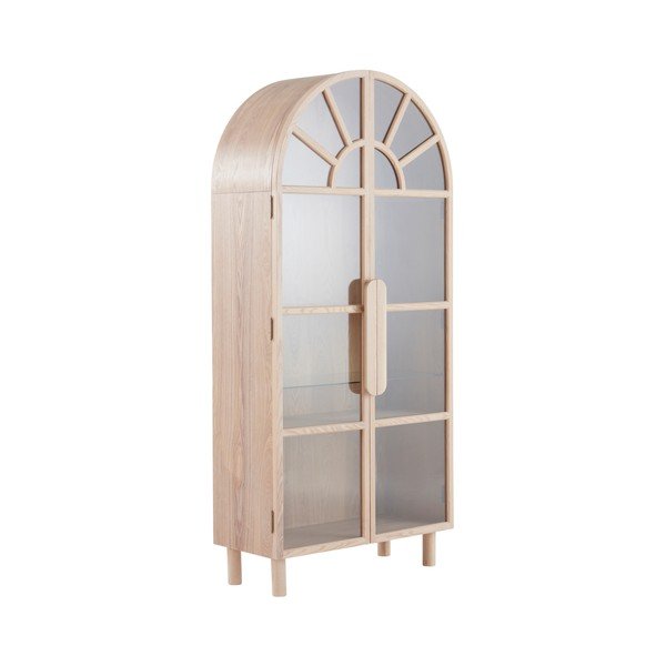 Vitrína v dekore jaseňa v svetlo prírodnej farbe 90x195x40 cm Sandor – Jotex