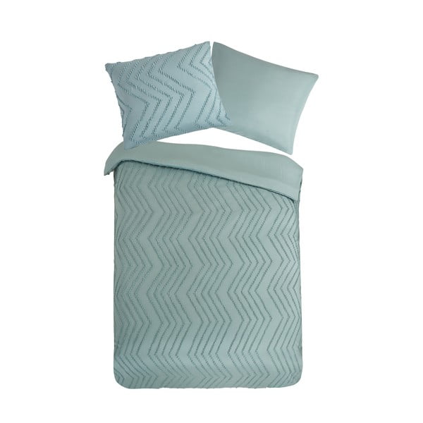 Svetlozelené predĺžené obliečky na jednolôžko z mikrovlákna 140x220 cm Pure Zigzag – Good Morning