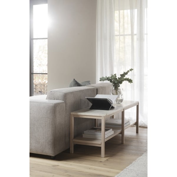 Biely konzolový stolík s doskou z kameňa 140x40 cm Orwel - Rowico-image-1