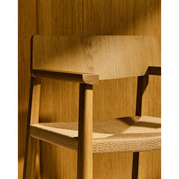 Jedálenské kreslo s podrúčkami z dubového dreva v prírodnej farbe Idun – Kave Home-image-2