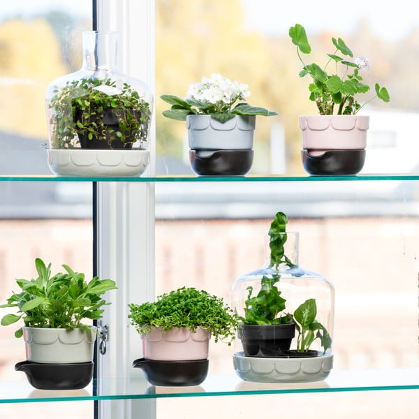 Ružový kvetináč Sagaform so zavlažovacou miskou-image-2