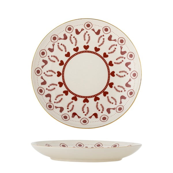 Krémový dezertný tanier s vianočným motívom z kameniny ø 16 cm Jolly – Bloomingville-image-3