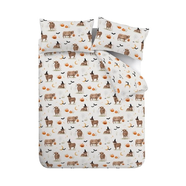 Sivobéžové obliečky na dvojlôžko 200x200 cm Halloween Highland Cow – Catherine Lansfield