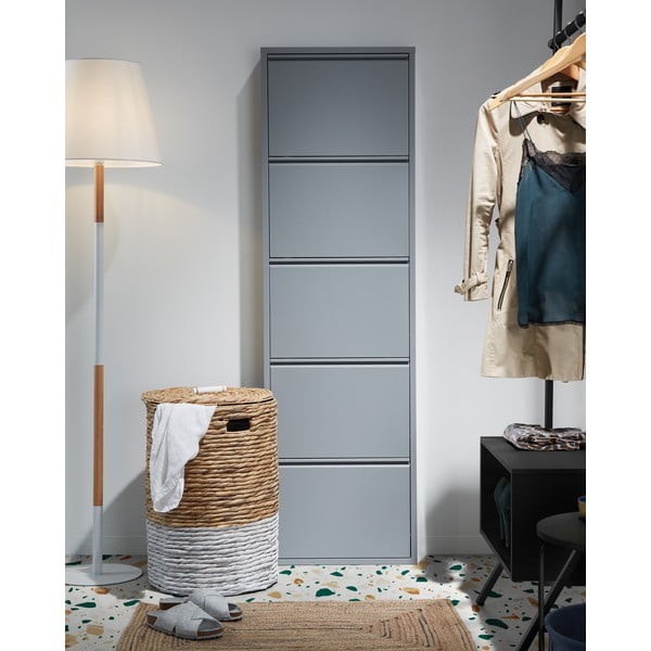 Sivá kovová výklopná skrinka na topánky 50x169x15 cm Ode – Kave Home-image-4