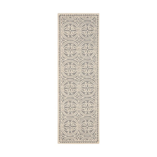Vlnený koberec Marina Light Grey, 76x243 cm