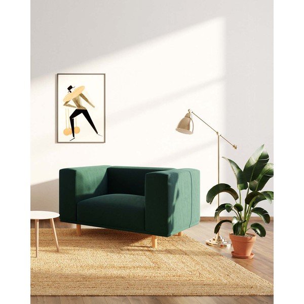 Tmavozelené zamatové relaxačné kreslo Kukumo – Ame Yens-image-3