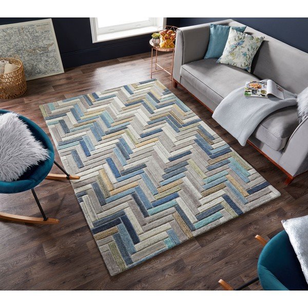 Sivo-modrý vlnený koberec Flair Rugs Russo, 160 x 230 cm-image-4