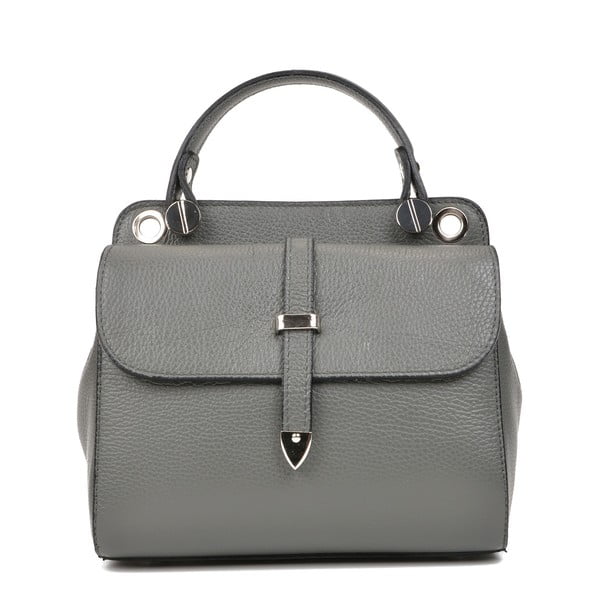 Sivá kožená kabelka s 2 vreckami Carla Ferreri