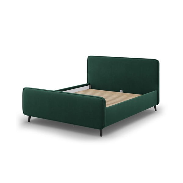 Zelená čalúnená dvojlôžková posteľ s roštom 160x200 cm Kaia - Micadoni Home