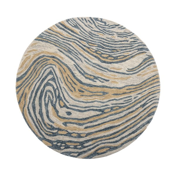 Modro-hnedý vlnený okrúhly koberec ø 120 cm Tiger – Bloomingville