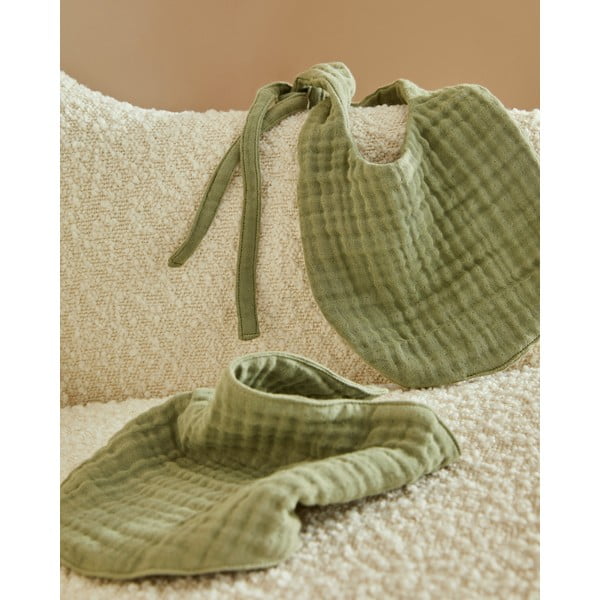 Zelené mušelínové podbradníky v súprave 2 ks Prune – Kave Home-image-1