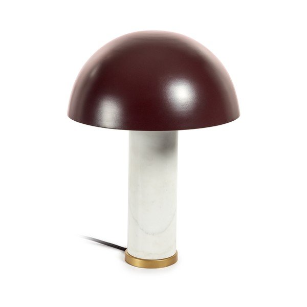 Biela/tmavohnedá mramorová stolová lampa s kovovým tienidlom (výška 43 cm) Zorione – Kave Home