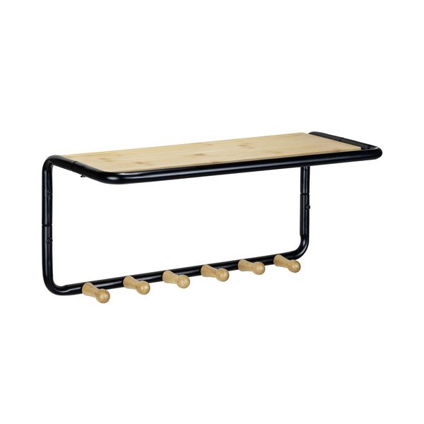 Čierny/prírodný kovový nástenný vešiak s poličkou Loft - Wenko-image-1