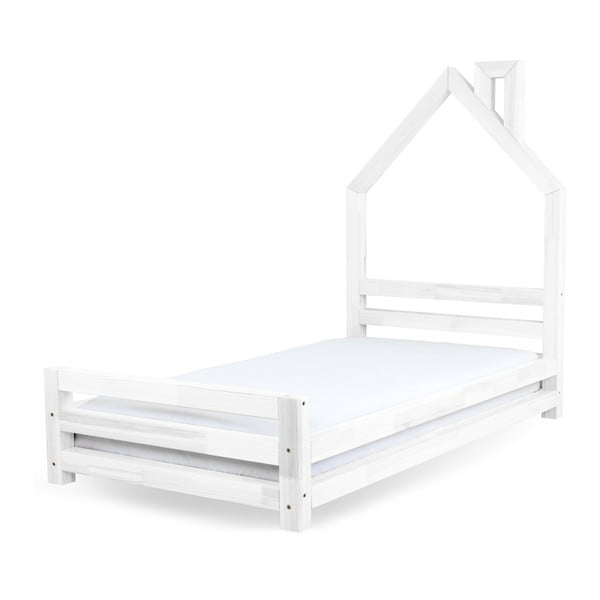 Detská biela posteľ z borovicového dreva Benlemi Wally, 120 × 200 cm