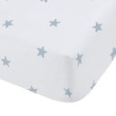 Biela/modrá napínacia bavlnená detská plachta do postieľky 70x140 cm Mini Star & Stripes – Bianca