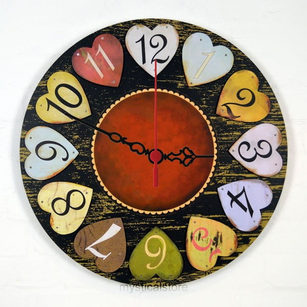 Nástenné hodiny Hearts, 30 cm