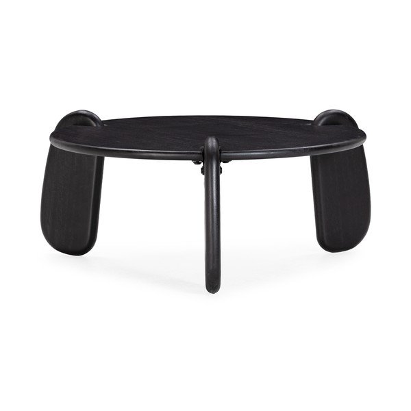 Čierny okrúhly konferenčný stolík z mangového dreva ø 80 cm Tamira – MOME