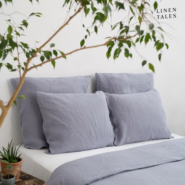 Svetlosivé obliečky na dvojlôžko z konopného vlákna 200x200 cm - Linen Tales-image-4