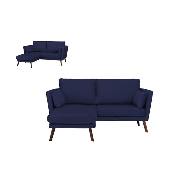 Námornícky modrá trojmiestna pohovka Mazzini Sofas Elena, s leňoškou na ľavom rohu-image-3