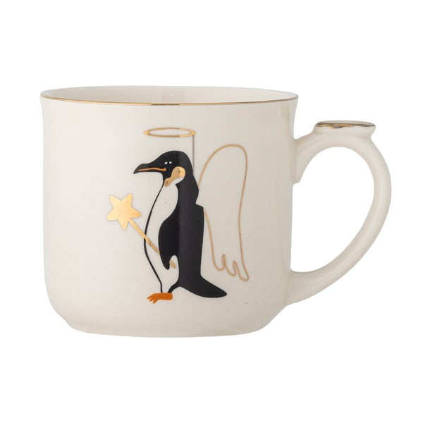 Krémový hrnček s vianočným motívom so sitkom z kameniny 300 ml Valentin – Bloomingville-image-3