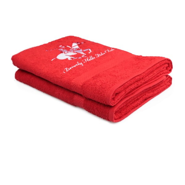 Sada 2 červených uterákov Beverly Hills Polo Club Brilliant, 60 × 110 cm