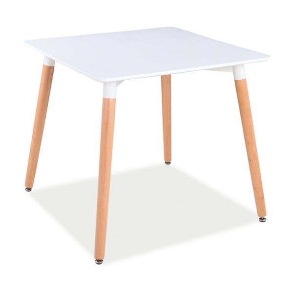 Biely jedálenský stôl s nohami z kaučukového dreva Signal Nolan, 80 × 80 cm