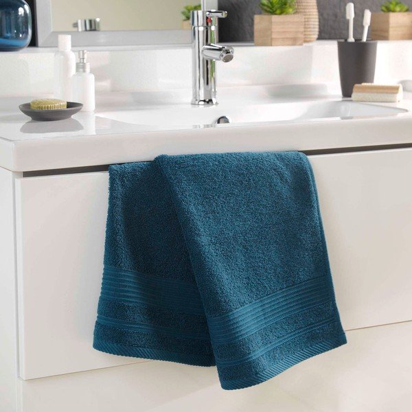 Tmavomodrý froté bavlnený uterák 50x90 cm Tendresse – douceur d'intérieur-image-1