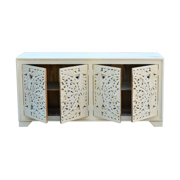 Krémová nízka komoda z mangového dreva 85x40 cm Kalita – Støraa-image-2