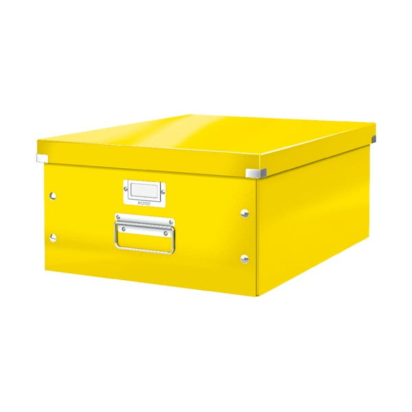 Žltý kartónový úložný box s vekom 37x48x20 cm Click&Store – Leitz