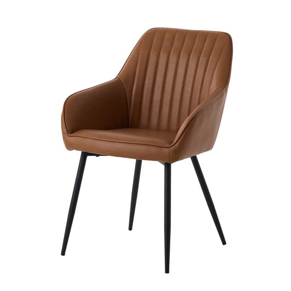 Hnedé čalúnené jedálenské kreslá v súprave s podrúčkami 2 ks Nolan Stripe – Unique Furniture-image-2