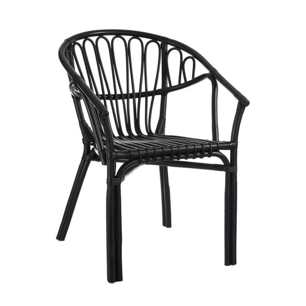 Čierna stolička z ratanu Tropicho Room