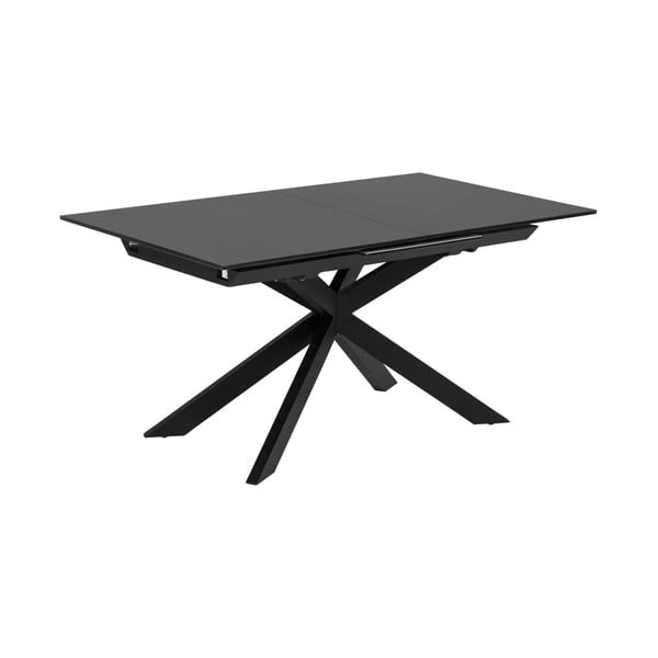 Čierny rozkladací jedálenský stôl so sklenenou doskou 90x210 cm Atminda – Kave Home