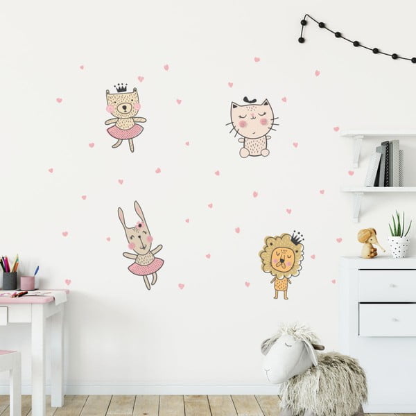 Sada nástenných detských samolepiek Ambiance Scandinavian Animals with Hearts-image-1