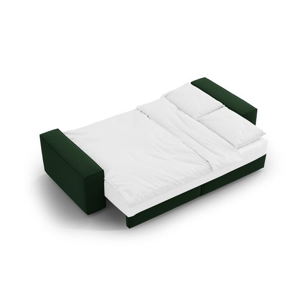 Tmavozelená zamatová rozkladacia/s úložným priestorom pohovka 247 cm Jodie – Micadoni -image-4