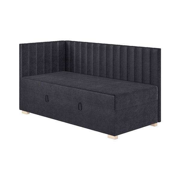 Tmavomodrá rohová detská posteľ s úložným priestorom s matracom 90x200 cm Snugi – Ghado-image-4