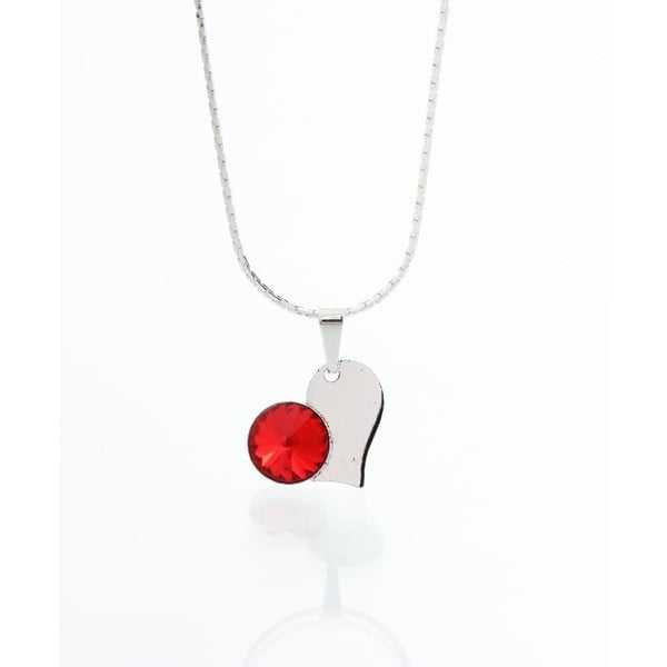 Červený náhrdelník so Swarovski krištáľmi Yasmine Heart