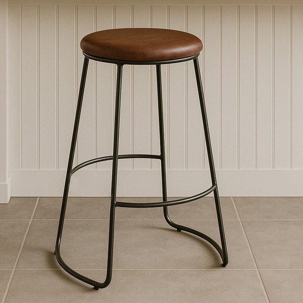Čierna/hnedá čalúnená barová stolička (výška sedadla 64 cm) Brixton – Premier Housewares-image-2