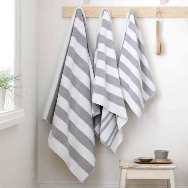 Bielo-sivá froté bavlnená osuška 70x120 cm Reversible Stripe – Bianca-image-4