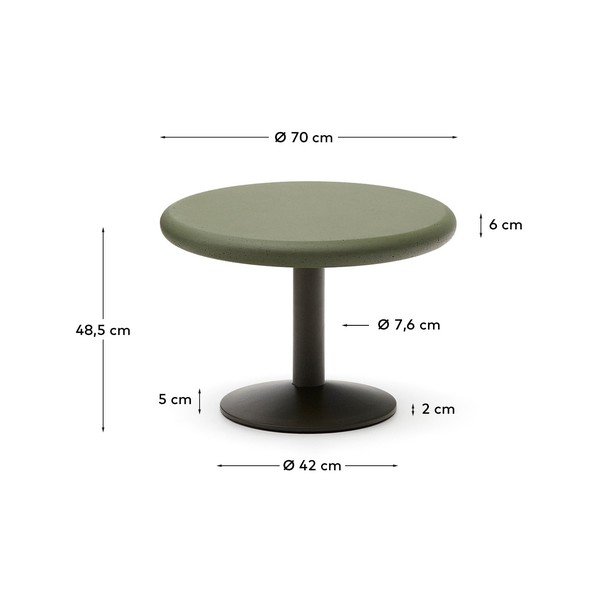Okrúhly záhradný jedálenský stôl s betónovou doskou ø 70 cm Esilda – Kave Home-image-4