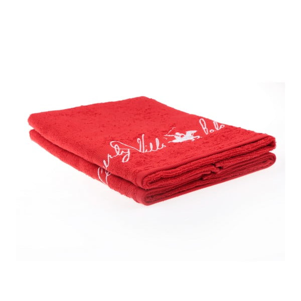 Sada 2 červených uterákov Beverly Hills Polo Club Tommy Yazi, 50 × 100 cm