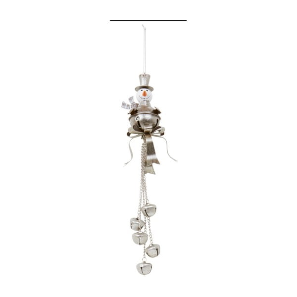 Závesná dekorácia Archipelago Silver SNowman With Bells, 30 cm