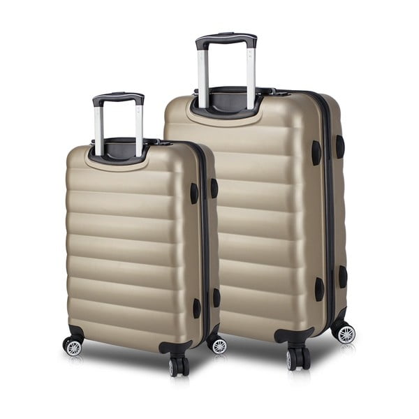 Sada 2 cestovných kufrov na kolieskach s USB portami v zlatej farbe My Valice RESSNO Large & Medium