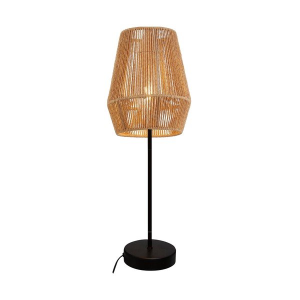 Stolová lampa v čierno-prírodnej farbe s tienidlom z trstinového výpletu (výška 55 cm) Eranko – GTV