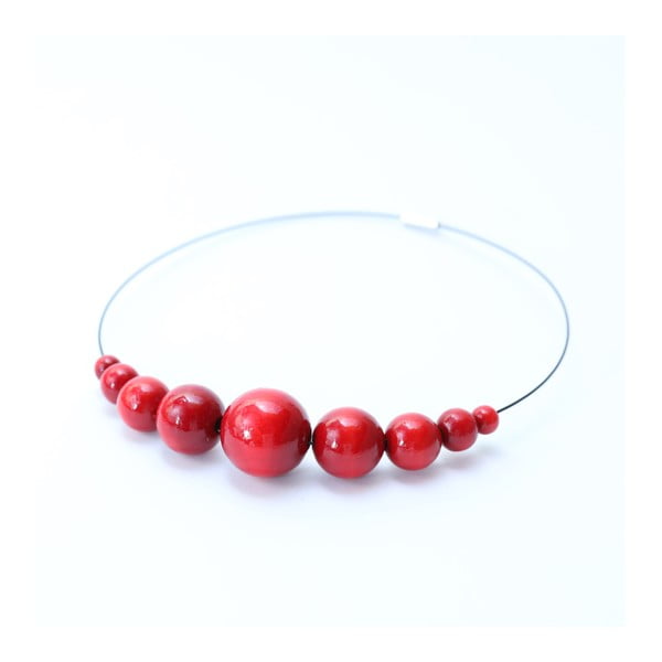 Červený drevený náhrdelník Ko-ra-le Retro