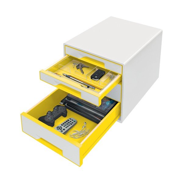 Bielo-žltý zásuvkový box Leitz WOW CUBE, 4 zásuvky-image-2