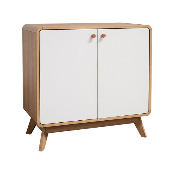 Biela nízka komoda v dekore duba 75x75 cm Cassie - Støraa-image-1