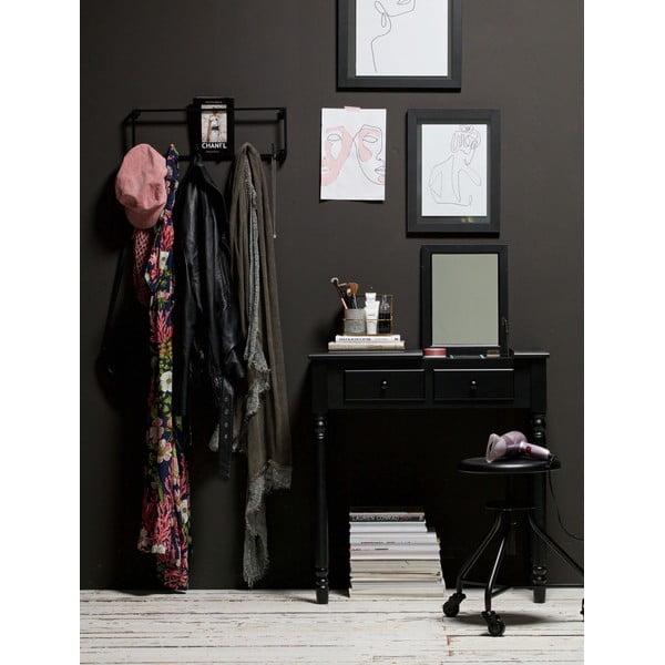 Čierny toaletný stolík z borovicového dreva WOOOD Romy-image-1