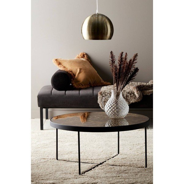 Hnedý oceľový okrúhly konferenčný stolík ø 80 cm Gellina – Ellos Home-image-1