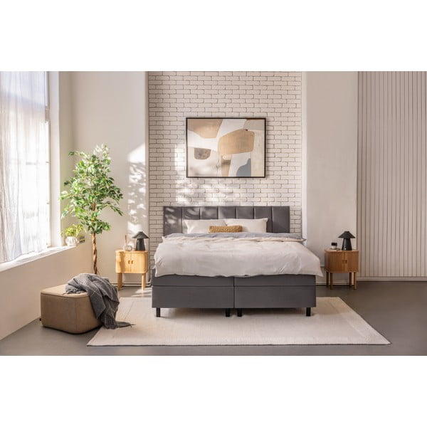 Sivá boxspring posteľ s úložným priestorom 180x200 cm Elva Bold Line – Bonami Selection-image-3